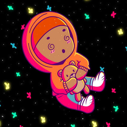 Exalclaw site logo which shows a black man in a hoodie zoned out in space while holding a teddy bear